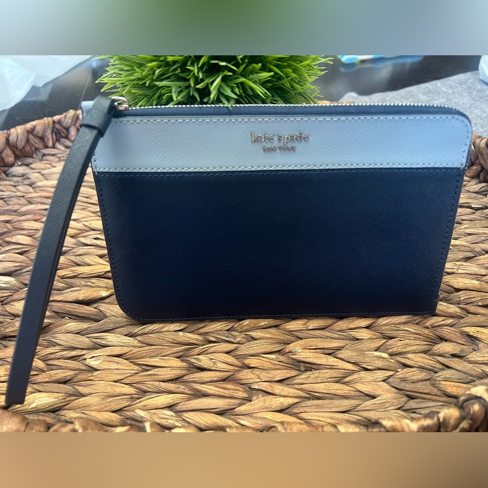 Never used Blue L-Zip Kate Spade Wristlet